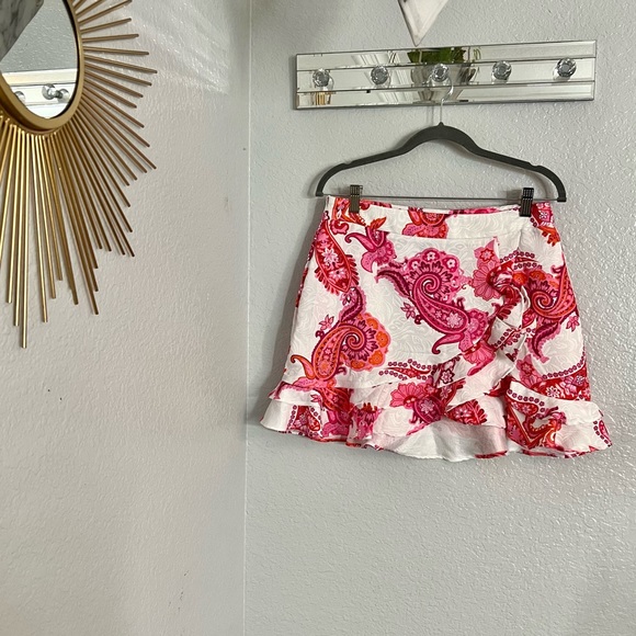 Shein Pink Two Piece Skirt Set with Bold Pink and White Floral Print - Picture 12 of 14